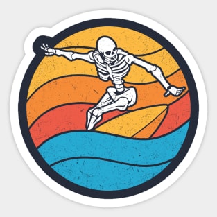 Summer Skeleton Surfing Sticker